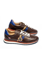 Steve McQueen Cool Dark Brown Leather Sneakers for Men